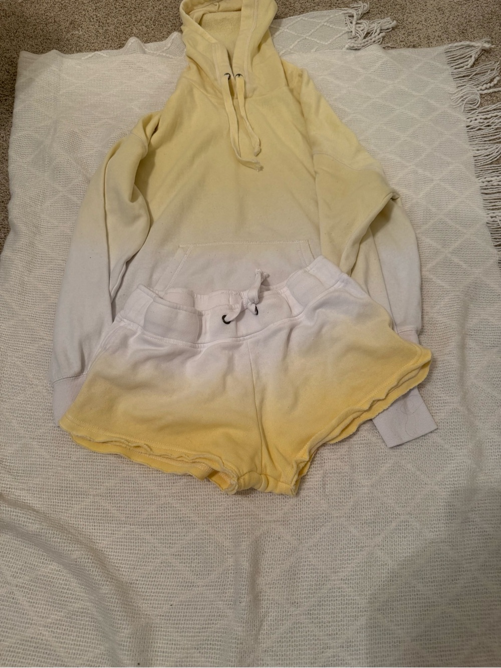 Yellow Ombre Hoodie & Shorts Set
